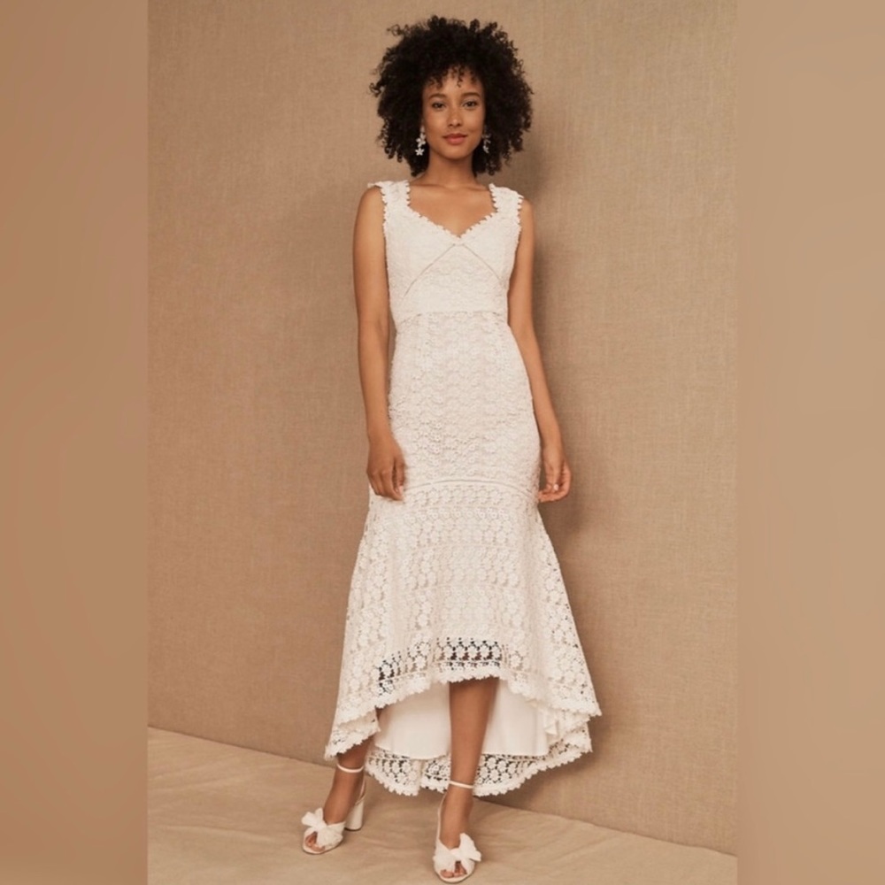 (Dry cleaned) Sau Lee / Anthropologie Natalia white lace midi / maxi dress
